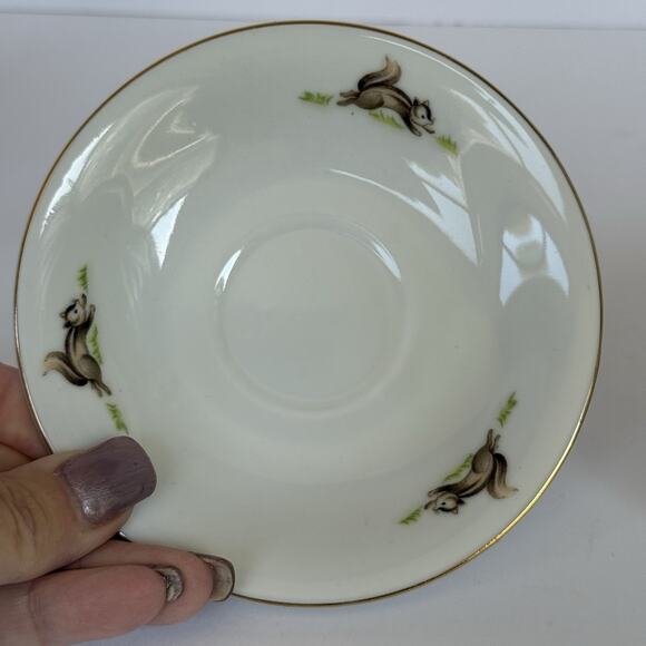 Vintage Seyei Nagoya Japan Fine China Children Set Cup Bowl Saucer Boy Squirrel - Picture 3 of 9